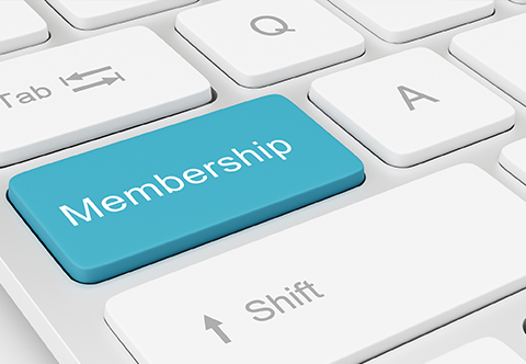 A teal keyboard button labelled "Membership"